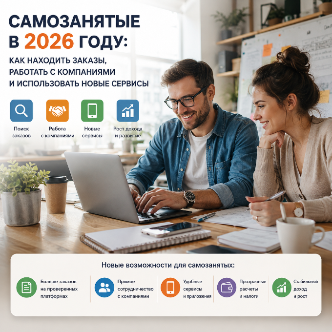 Самозанятые в 2026 году: работа, заказы и новые сервисы